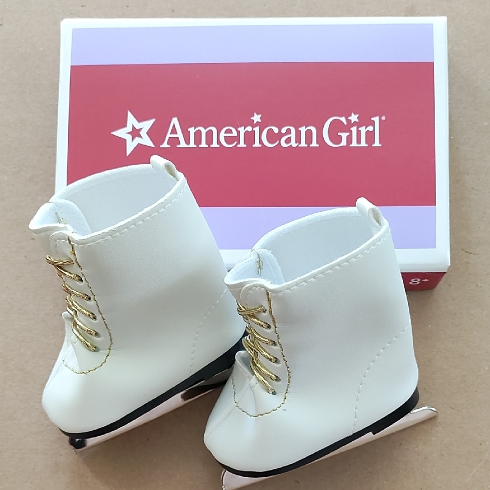 American Girl White and Gold Doll Ice Skates